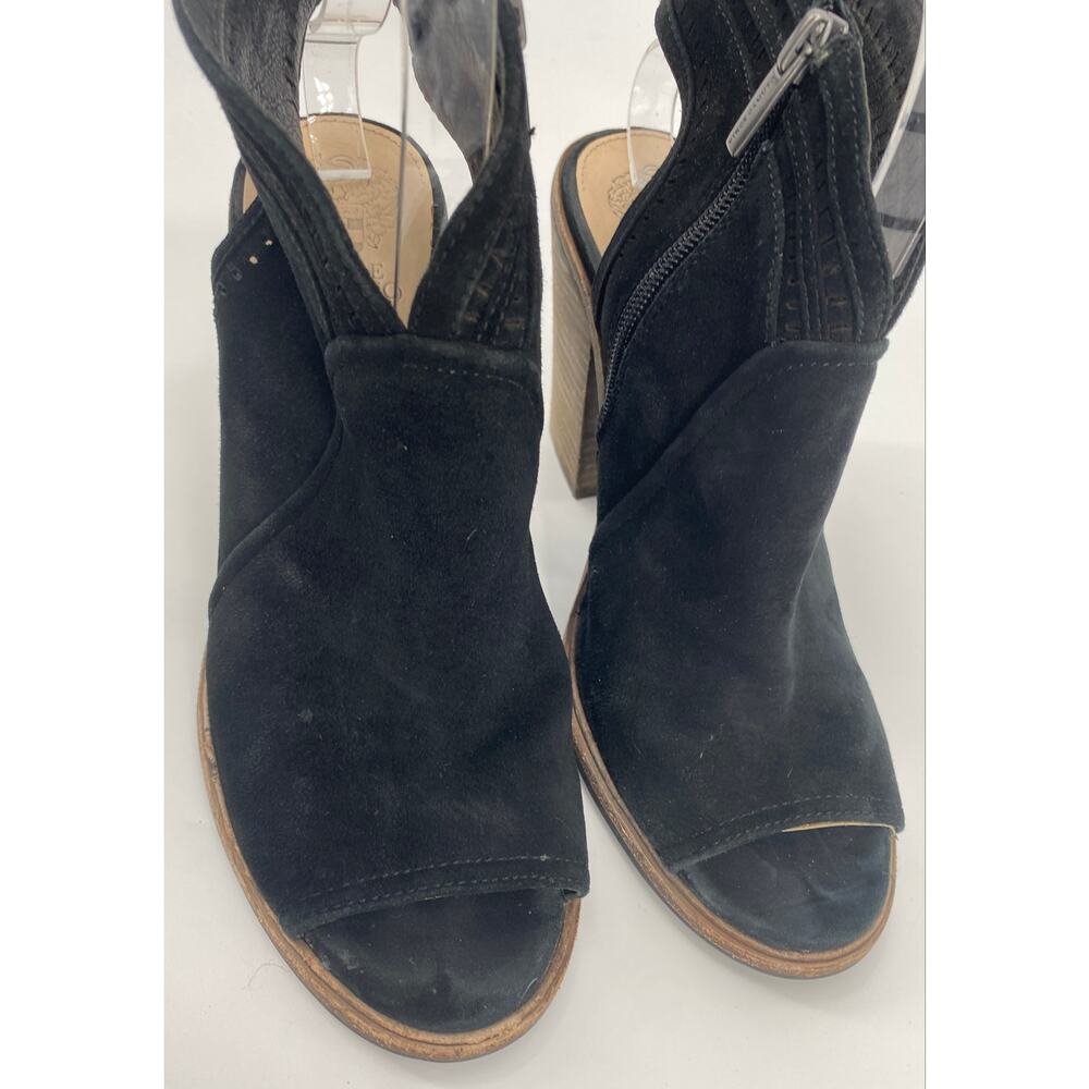 Vince Camuto women 9.5M black suede Zip block High Heel peep toe Sandal boots - Picture 3 of 7